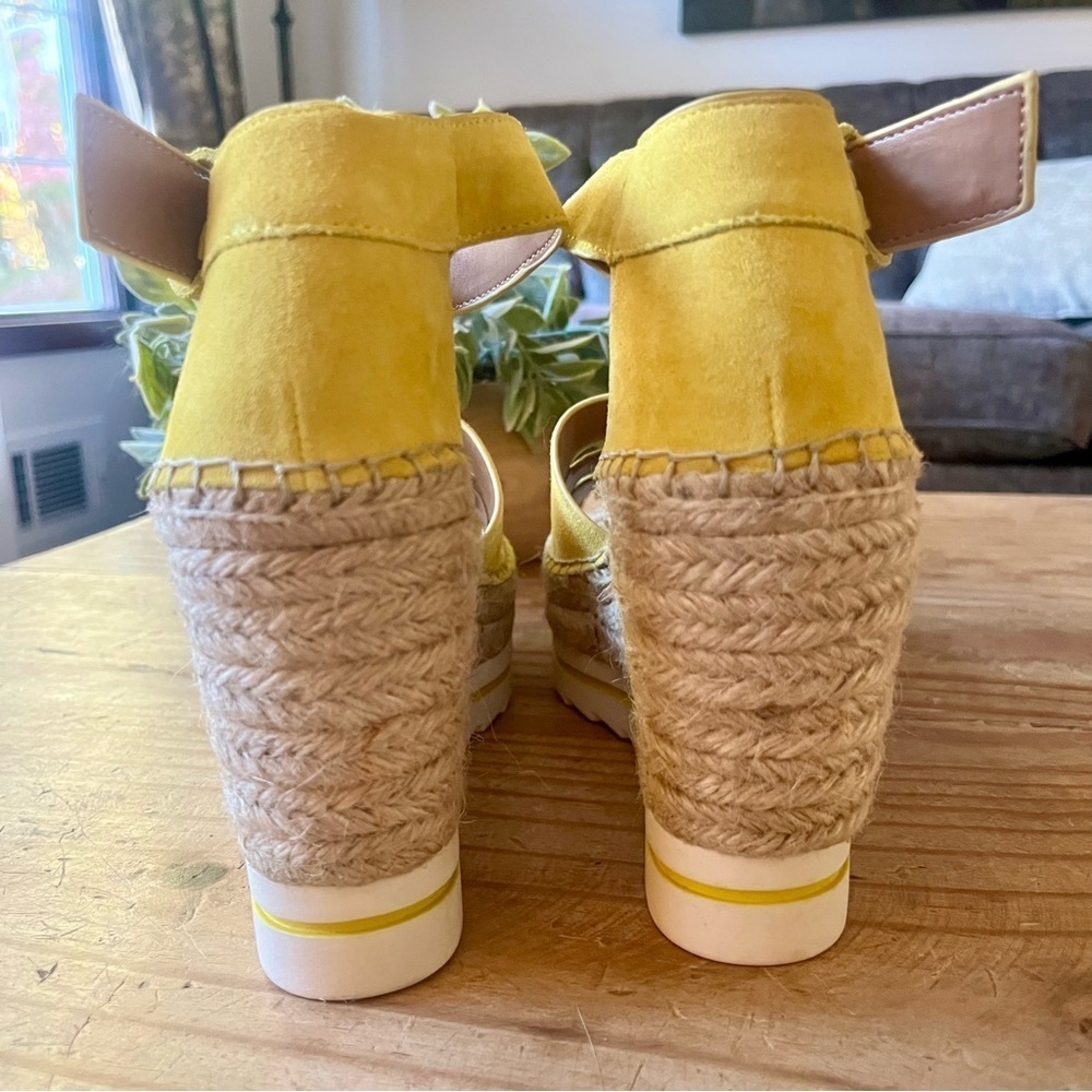 Marc Fisher Sammy Yellow Suede Espadrille Wedge Platform Sandel 9.5 NWOB - Picture 11 of 16